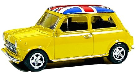 Thomas Benacci Mini Cooper Model with Pull Back Go Action Die Cast Union Jack Model Toy Car Souvenir Gift (Yellow)