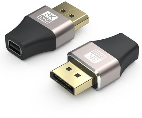 VMOJO Mini DisplayPort Female to DisplayPort Male 8K Extension Converter 8K@60Hz 4K@144Hz DisplayPort 1.4 Bi-Directional Transmission 8K Adapter 2 Pack
