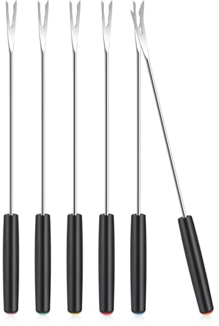 6 tenedores largos de acero inoxidable para fondue de queso con mango resistente al calor para asar carne, chocolate, postre, queso, malvaviscos