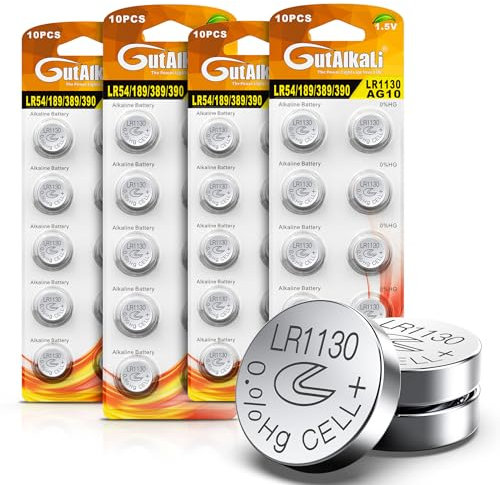 GutAlkaLi LR1130 40 Stück batterien knopfzellen AG10 l1131 189 1,5V Alkaline Batterie lr54 knopfzelle