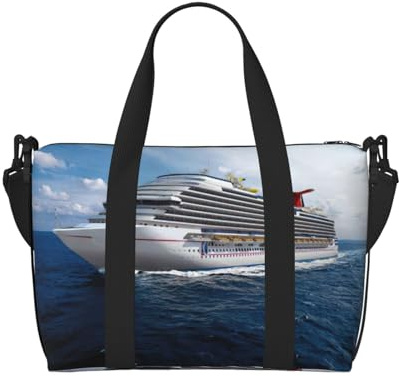 Borsone da viaggio con stampa nave da crociera Weekender per le donne,Borsa da trasporto leggera,Borsa per oggetti personali, Nero , Taglia unica
