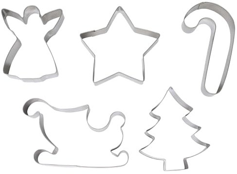 GUIRMA | Set de 5 Moules à Biscuits Métalliques - Décoration de Table pour Noël et Nouvel An - Idéal pour Fêtes et Célébrations à Thème - Multicolore