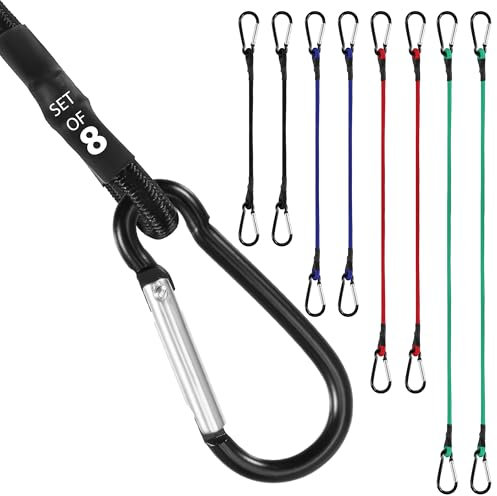 8 Stück Spanngummi Mit Haken,4 Farben Expander Mit Haken,Karabinerhaken Groß,Bungee Cord,Auffahrkeile FüR Wohnmobil GepäCkspanner Gummiband(GesamtläNge 6,2m)
