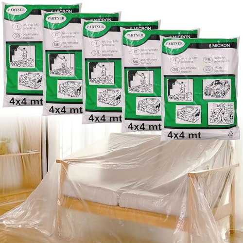 Abdeckfolie Maler,5pcs Abdeckfolie,Malerfolie Abdeckfolie,Abdeckfolie Stark,Abdeckfolie Möbel,Abdeckfolie Stark Transparent,Kunststoff Sofa Staubschutzhülle,für Bett Sofa Möbel