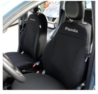 Italfodere - Coppia Coprisedili Anteriori Compatibili con Fiat Panda 2012 in Poi III Serie - Accessori Auto Interni - Cotone Accoppiato - Confortevoli e Resistenti - Facili da Installare - Nero