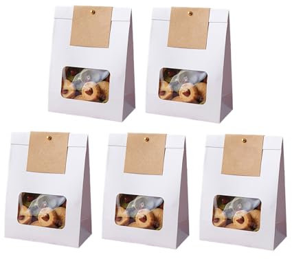 Paquete de 50 prácticas bolsas de papel para galletas con ventana para hornear alimentos y fiestas