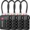 TSA Approved Luggage Locks with Alert Indicator – Travel Padlocks with Flexible Cables for Suitcases, Backpacks, Carry-On Bags & More – Suitcase Locks, 4-Pack, Black