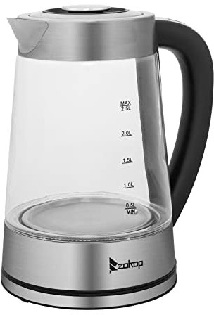 Bonnlo Glas Wasserkocher 2000W|Temperatureinstellung|LED Beleuchtung|automatische Abschaltung|elektronischer Griff|360°drehbarer Sockel, 2,2L