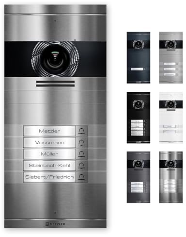 Metzler VDM10 2.0 Video Türsprechanlage, Sprechanlage Individuell konfigurierbar mit austauschbarem Namensschild, Anschlussart (LAN PoE / 2-Draht IP), Optional mit Innenstation - Aus V2A Edelstahl