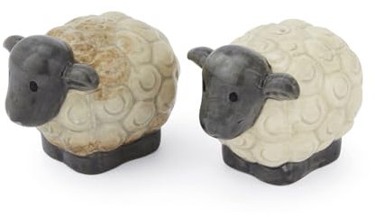 Cooksmart Highland Sheep Salt & Pepper Shaker | British Designed Ceramic Seasoning Set | Rustic Sheep & Nature Print | Stoneware Kitchen Tableware | Farmhouse-Style Dining Accessories | Hand Wash Only