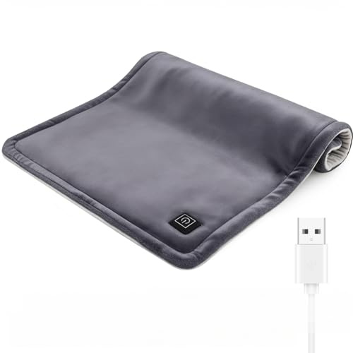 Comfheat Cuscino riscaldante USB, 5 V, per alleviare il dolore, 3 livelli di calore e spegnimento automatico, terapia termica per alleviare il dolore in caso di crampi addominali (grigio)