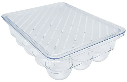 Acan Tradineur - Huevera Rectangular Transparente de plástico, Recipiente para 12 Huevos, Almacenamiento de Cocina, Fabricada en España - 17,5 x 22,5 x 7,5 cm