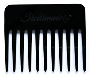 Strenboy lockkam handgjord svart blindtryck 9 cm 11 tänder slingkam afrokam grov tänder (9 bl_o)