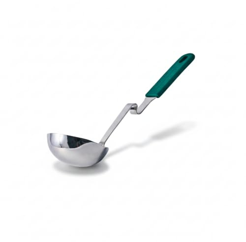 Souper Cubes + Lori Greiner No Mess Stainless Steel Soup Ladle with Silicone Handle - Metal Soup Ladle with No Mess Design That Hooks on Side of Any Pot - Kale