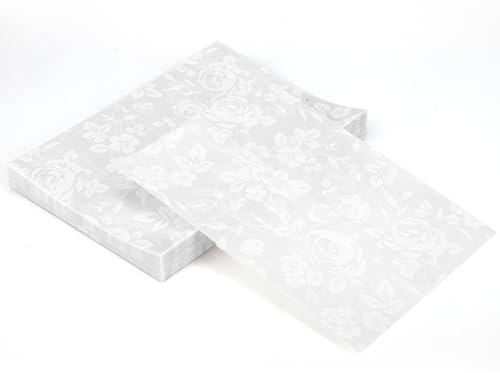 50pcs Floral Vellum Jackets for 18x13cm/5x7in Invitations, Pre-Folded 115GSM Translucent Vellum Paper Envelope Sleeves Thick Wedding Invitation Wraps for Baby Shower Bridal Shower & Birthday Events