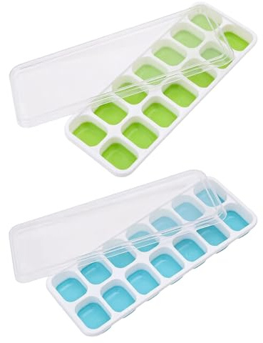 ZEBKEL 2 Pcs cubetti ghiaccio, ghiaccio, Vassoi Per Cubetti Di Ghiaccio In Silicone Con Coperchio, Stampo Per Ghiaccio, Senza BPA, vassoi Per Cubetti Di Ghiaccio Quadrati Facili Da Rimuovere