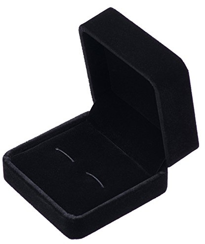 Giftop Small Dark Classic Velvet Cufflink Box Case (Black)