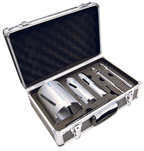 Mexco DCX90 Slotted Dry Core Drill, High-Performance Diamond Core for Drilling Masonry Materials – 38mm-117mm, 9 Piece Kit with Storage Case
