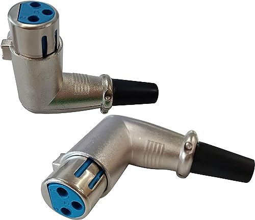 zdyCGTime DIY XLR adapter 90 grader 3 stift XLR hona lödtyp ljud mikrofon högtalare anslutning (silver 2-pack) (XLR hona)