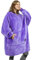 Oversized Hoodie Blanket, Warm Gifts for Women Men, Fluffy Sherpa Wearable Hooded Sweatshirt Blanket, Giant Hoodies Sweater with Front Pocket for Adults Friends, Purple