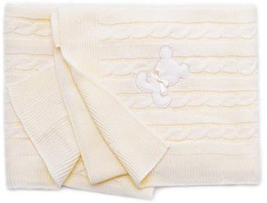 PEKITAS Manta Punto Hilo Bebe 100 x 100 cm 100% Acrílico Ecológico Fabricado En Portugal Beige