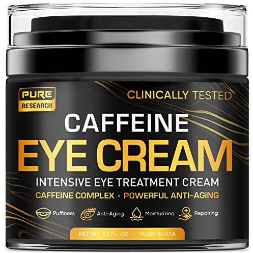 Caffeine Eye Cream For Anti Aging, Dark Circles, Bags, Puffiness. Great Under Eye Skin + Face Tightening, Eye Lift Treatment For Men & Women 1.7oz