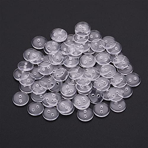 Trimming Shop Clear 10mm Round Plastic Buttons, 2 Holes, 25pcs