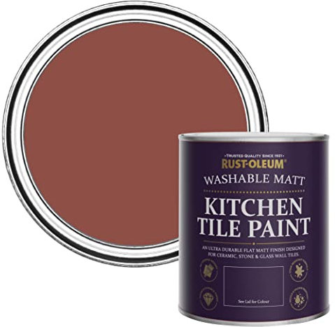 Rust-Oleum Red water resistant Kitchen Tile Paint in Matt Finish - Fire Brick 750ml