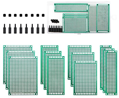 VooGenzek 20 ST PCB Board Kit, Inkluderar 12 ST dubbelsidig PCB Board Prototyp Kretskort, 8 ST Nylonkolonn