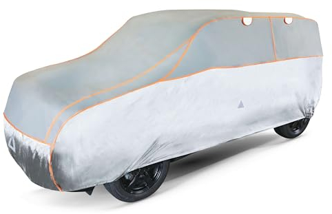 WALSER Hagelschutz Abdeckplane Auto, Autogarage Abdeckung, Abdeckplane Auto Basic, Auto Hagelschutzplane, Abdeckung Auto 100% Polyester, Auto Vollgarage, Auto Abdeckung Größe 9 - grau-Silber