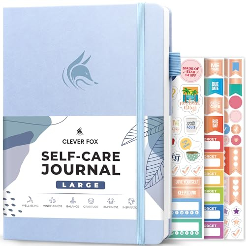 Clever Fox Self-Care Journal – Daily Reflection Notebook – Mental Health & Personal Development Planner, Meditation & Mood Log, Large (Periwinkle)