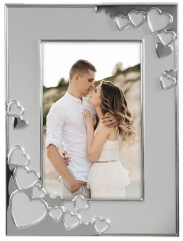 Hama Bilderrahmen 10x15 (Fotorahmen, Portraitrahmen, Hochformat, Querformat, zum Hängen, Hinstellen, Hängevorrichtung, Aufsteller, Bildformat 10 x 15 cm) silber