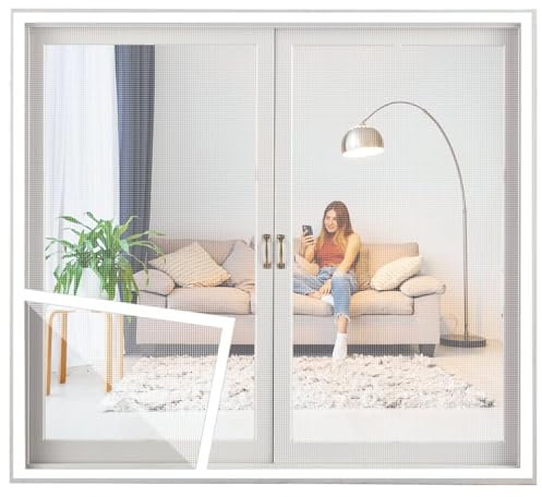 Fly Screen Window - Insect Protection Roller Blind self-Adhesive - Fly Screen Fiberglass net 55x185cm Window Screen mesh White