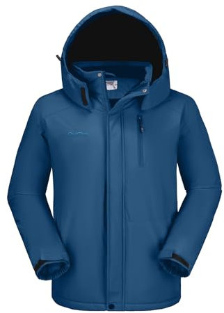 OutPro Herren Skijacke Vielseitige Winterjacke Warme Fleecejacke - Wasserdicht, winddicht, Perfekt für Outdoor-Aktivitäten und Winterwanderungen Blau,M