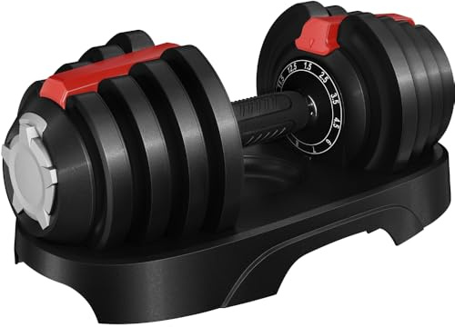 Yaheetech Justerbar hantel 11-i-1 hantlar 1,5 kg till 12,5 kg hantel, snabbjustering, viktnivåer, hantlar för hem och gym