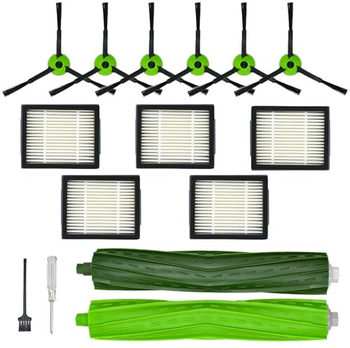 Ersatzteile Zubehör für iRobot Roomba J5 J5+ J6 J6+ J7 J7+ J8 J8+ J9 J9+ J J Plus Serie Saugroboter Zubehör, 1 Gummibürste, 5 HEPA-Filter, 6 Seitenbürsten