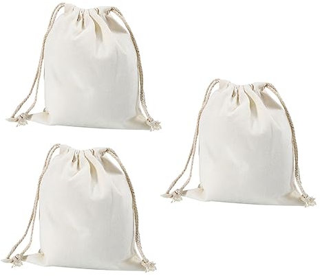 Ipetboom 3 Stücke Musselin Tasche Kordelzug Lagerung Taschen Baumwolle Kordelzug Beutel für Verpackung Decor