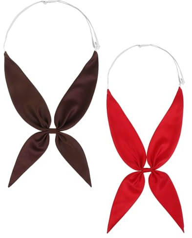 NiceYnn Nœud Papillon Bande Réglable Pré-Noué Cravate Couleur Uni Uniforme Scolaire Chemise Rouge/Marron
