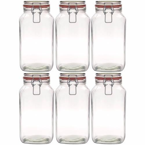 Flaschenland - 6x Drahtbügelgläser 2590ml | luftdichte Vorratsgläser, Einmachgläser | Ideal Aufbewahrung von Lebensmitteln in der Küche | Mehl, Zucker, Kaffee, Nudeln, Reis, Müsli | Made in Germany