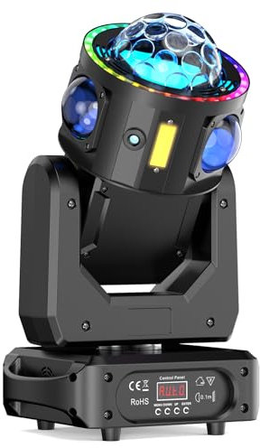 Moving Head LED 150W 3-in-1 Beweglicher Scheinwerfer 3-Achse Discolicht DMX512 Stage Licht RGBW Strobe Effekt für Party Familie Hochzeit Geburtstag