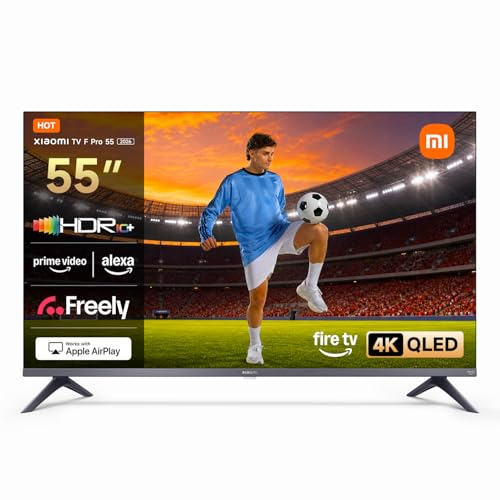 XIAOMI TV F Pro 55, 55 Inch (140 cm), 4K UHD QLED, Smart TV, Fire TV, HDR10+, 60Hz with 120Hz Game Boost Mode, MEMC, Alexa Voice Control, 2GB+32GB, Works with Apple AirPlay