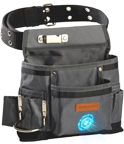 VIDAR TOOLS Small Tool Belt Pouches,Tool Belts for men,magnetic tool belt,11-Pockets,Electrician Construction,Carpentry.Heavy Duty nylon belt with metal buckle.1680D Oxford.