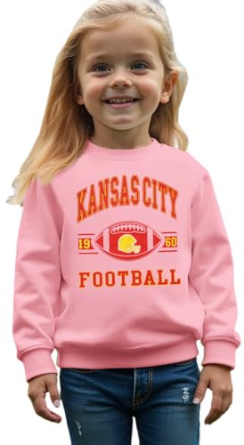 CM C&M WODRO Baby Boy Girl Football Sweatshirt Toddler American Football Pullover Crewneck Long Sleeve Shirt(Pink,12-18 Months)