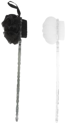 DEARMAMY 2 St Ergonomisk Dubbelsidig Exfolierande Duschtvätt med Långt Handtag Kroppsskrubb och Ryggborste för Män och Kvinnor Svart och Vit