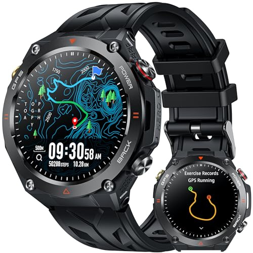 Orologio Smartwatch Uomo GPS Sport: 1,45 Rotondo Orolog Intelligente con Chiamate Bluetooth Fitness Smart Watch Impermeabile con AI Vocale Monitoraggio Sonno 650mAH Batteria Compatibile iOS Android