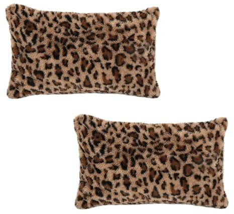 JYYWTSI Set da 2 Federe per Cuscino Leopardate, Federa per Cuscino 30 x 50 cm in Morbida Finta Pelliccia, Copricuscino Rettangolare con Cerniera Nascosta per Divano, Letto, Soggiorno, Camera da Letto