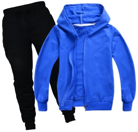 Generisch 2026 estampado de manga larga para niños pequeños sudadera con capucha cálida tops pantalones trajes chándal conjunto para ocio activo juego, azul, 4-5 años
