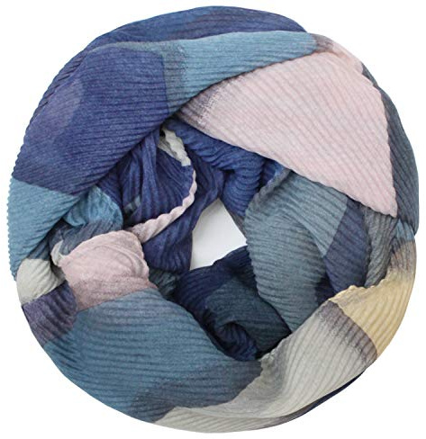 GLAMEXX24 Foulard Loop per Donna, Sciarpa a Tubo Arricciata, Sciarpa Calda e Morbida, Motivi Astratti, Tessuto Crinkle Leggero