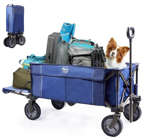 Timber Ridge Tailgate Chariot d'épicerie Pliable et Robuste avec Poches latérales pour Camping, Jardin, Shopping, capacité : 81,6 kg, Bleu