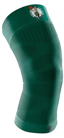 BAUERFEIND Kniebandage Sports Compression Knee Support NBA, 1 Unisex Sportkniebandage für Ballsportarten, Basketball Knie-Bandage in Grün mit Boston Celtics-Logo,S